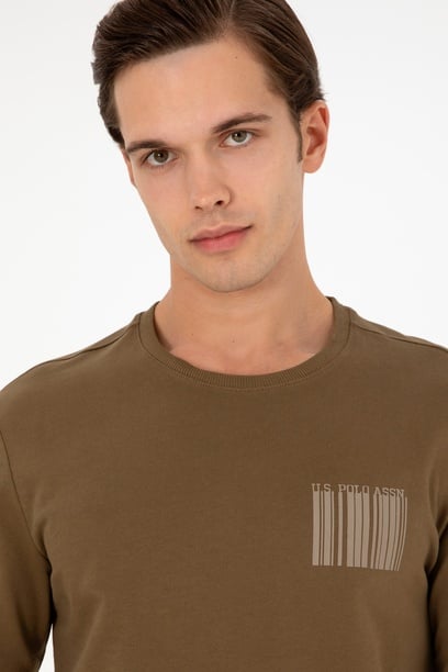 Erkek Regular Fit Bisiklet Yaka Haki Sweatshirt