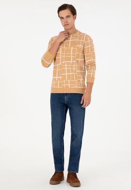 Erkek Regular Fit Bisiklet Yaka Camel Sweatshirt - 50290743008