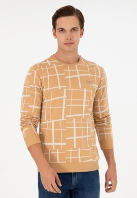 Erkek Regular Fit Bisiklet Yaka Camel Sweatshirt - 50290743008