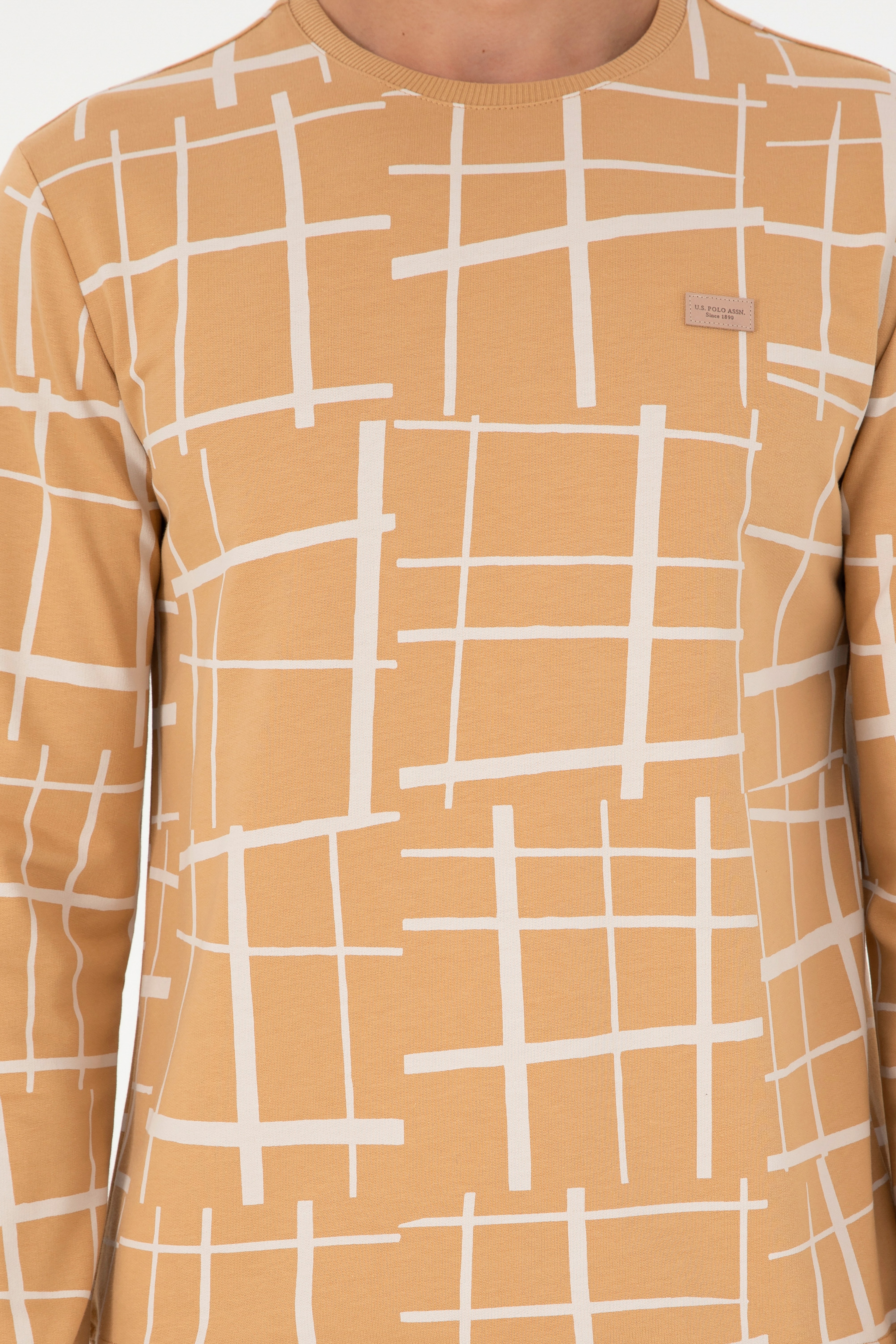 Erkek Regular Fit Bisiklet Yaka Camel Sweatshirt
