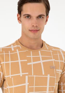 Erkek Regular Fit Bisiklet Yaka Camel Sweatshirt - 50290743008