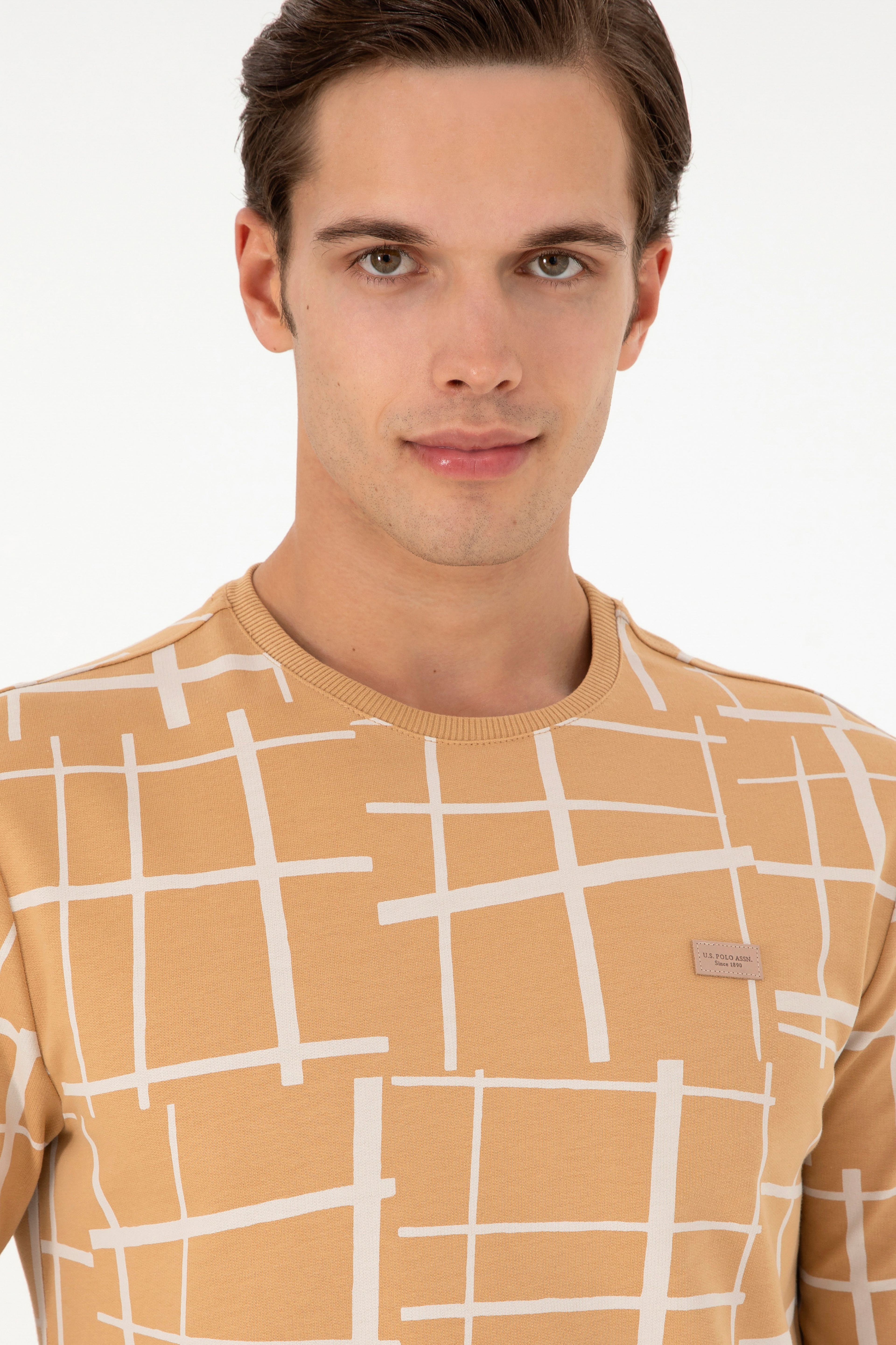 Erkek Regular Fit Bisiklet Yaka Camel Sweatshirt