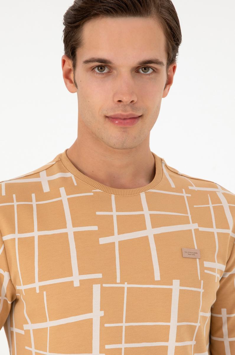 Erkek Regular Fit Bisiklet Yaka Camel Sweatshirt