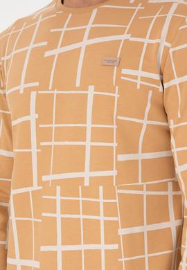 Erkek Regular Fit Bisiklet Yaka Camel Sweatshirt - 50290743008