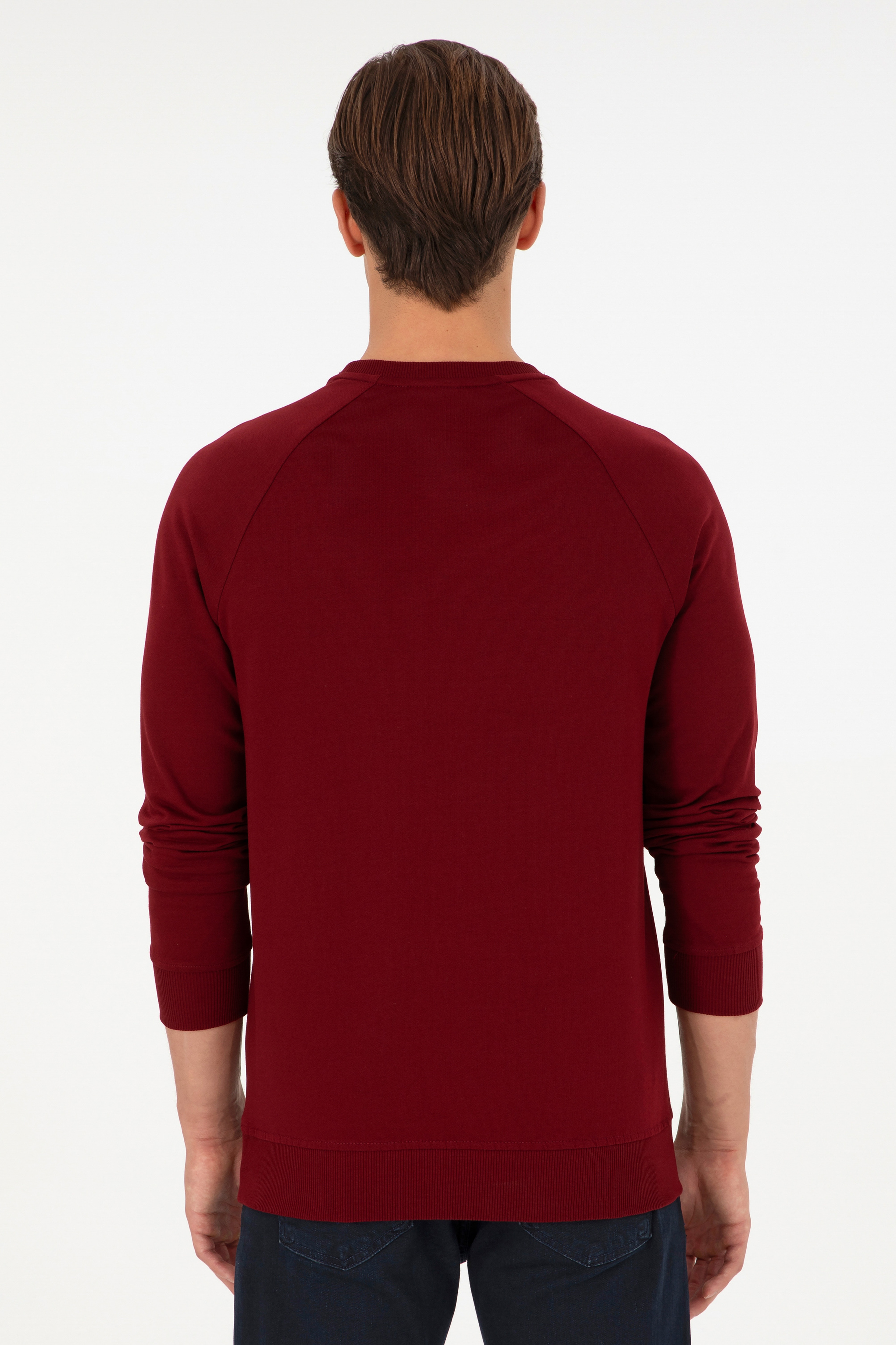 Erkek Bordo Basic Sweatshirt