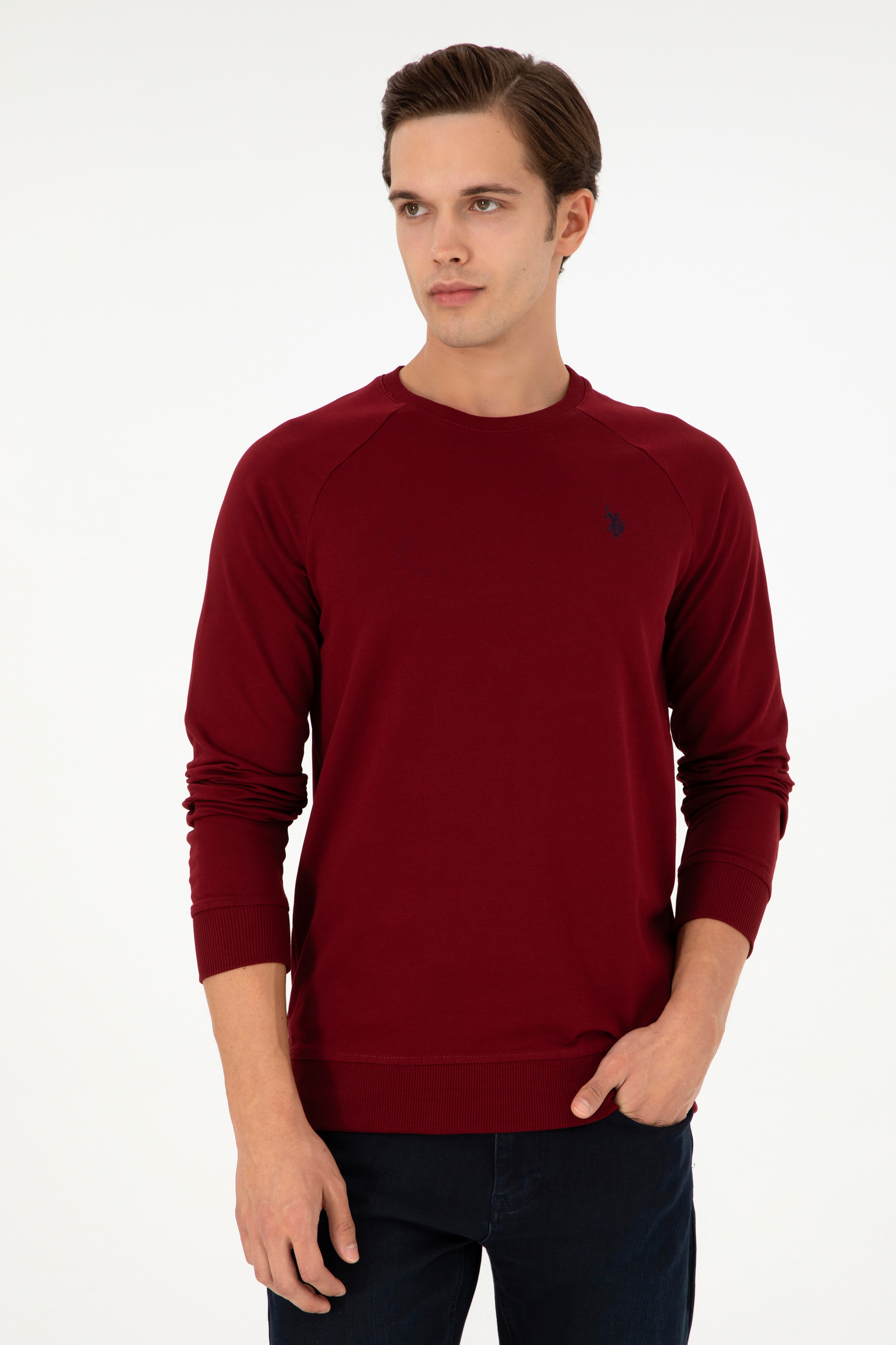 Erkek Bordo Basic Sweatshirt