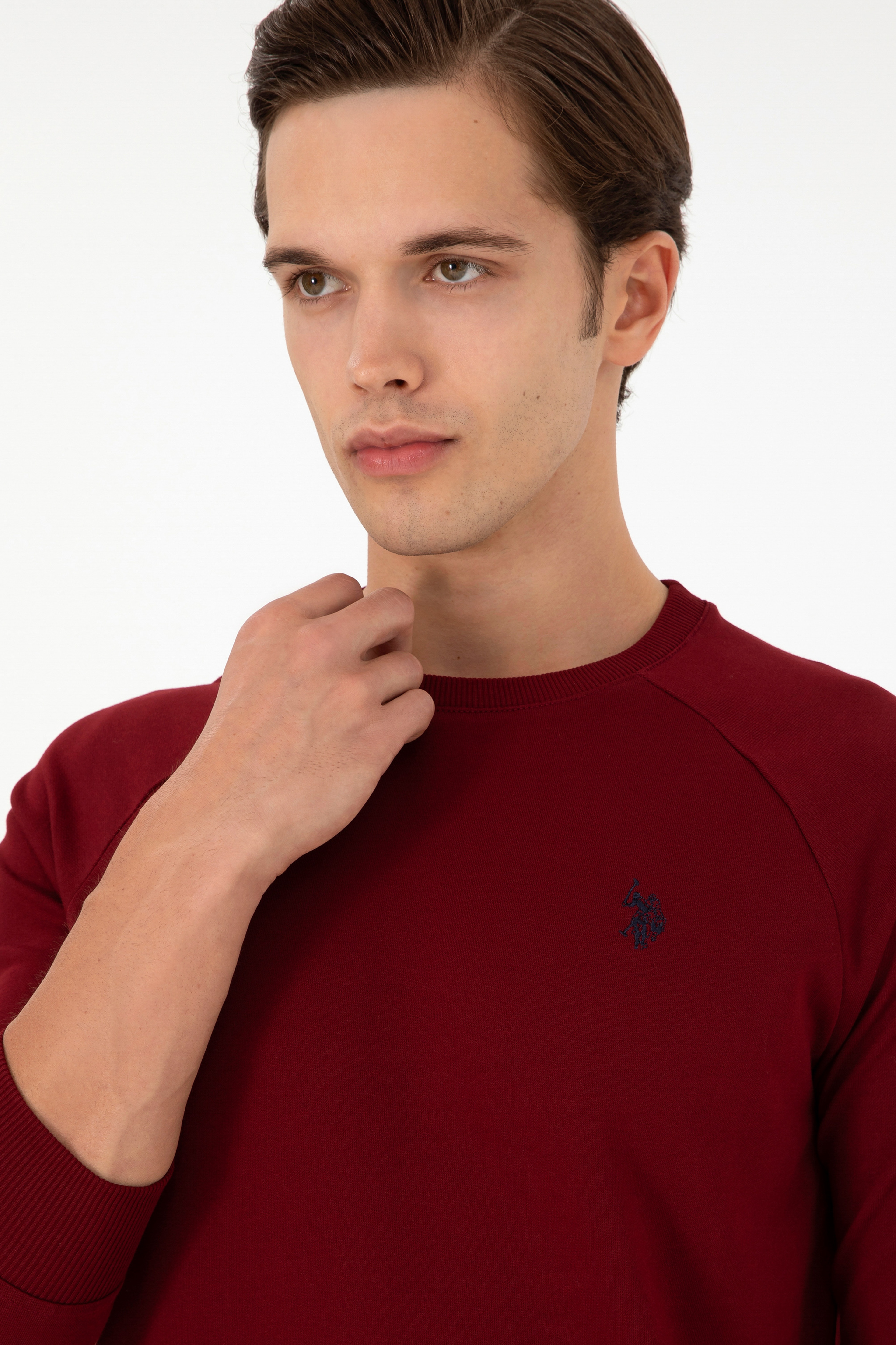 Erkek Bordo Basic Sweatshirt - Image 2