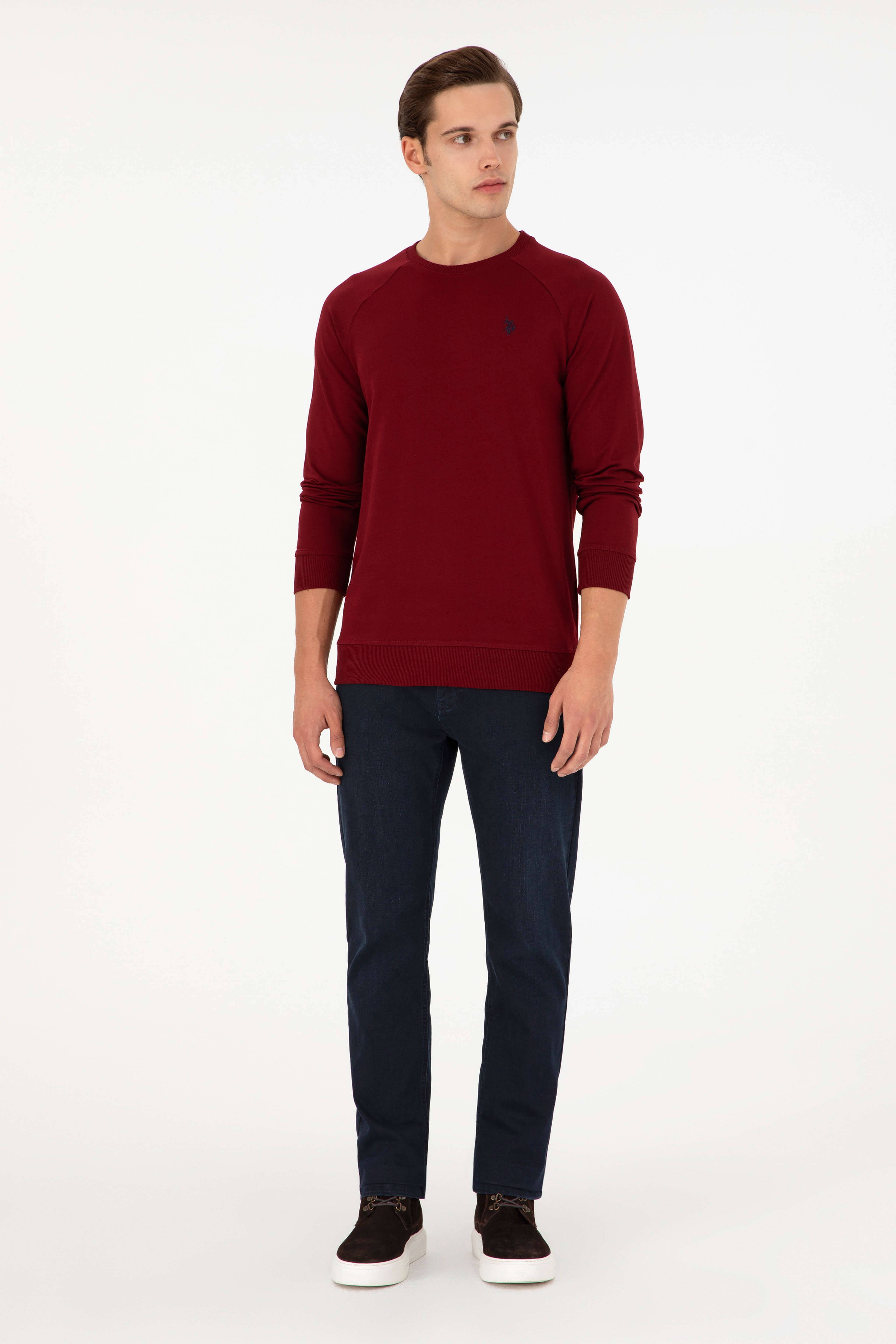 Erkek Bordo Basic Sweatshirt