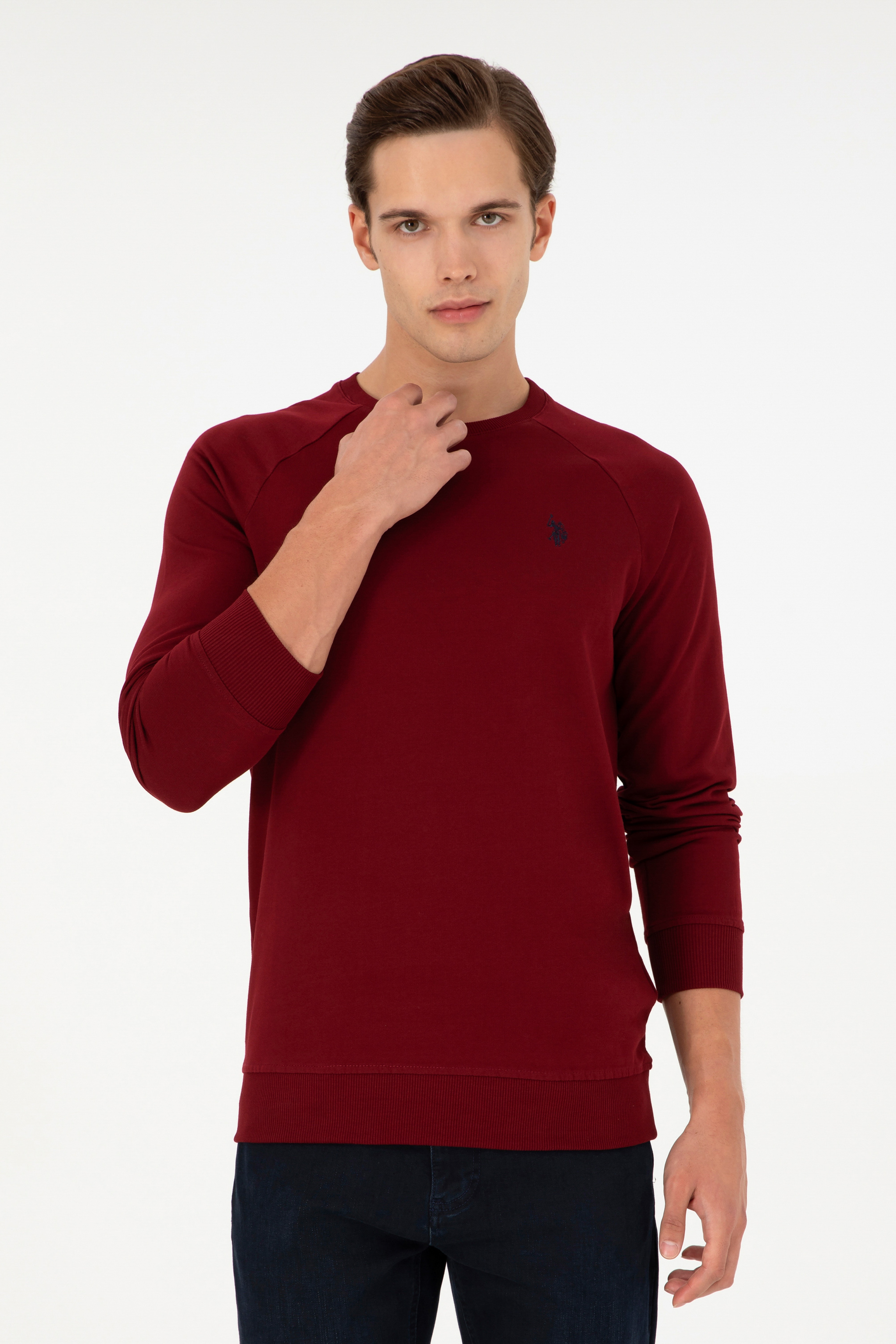 Erkek Bordo Basic Sweatshirt - Image 1