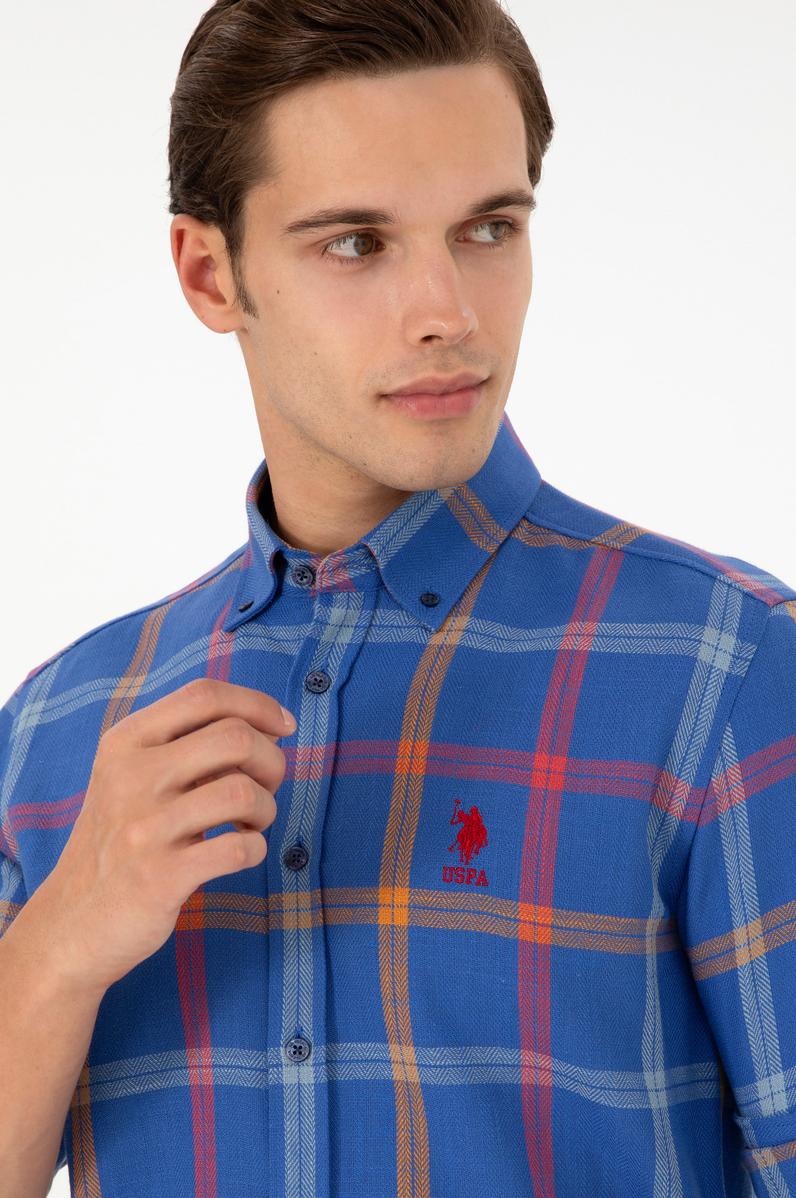 Erkek Saks Uzun Kollu Gömlek