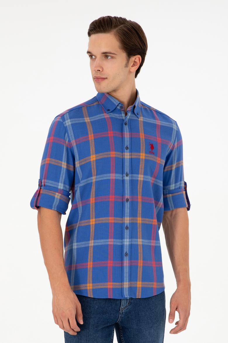 Erkek Saks Uzun Kollu Gömlek