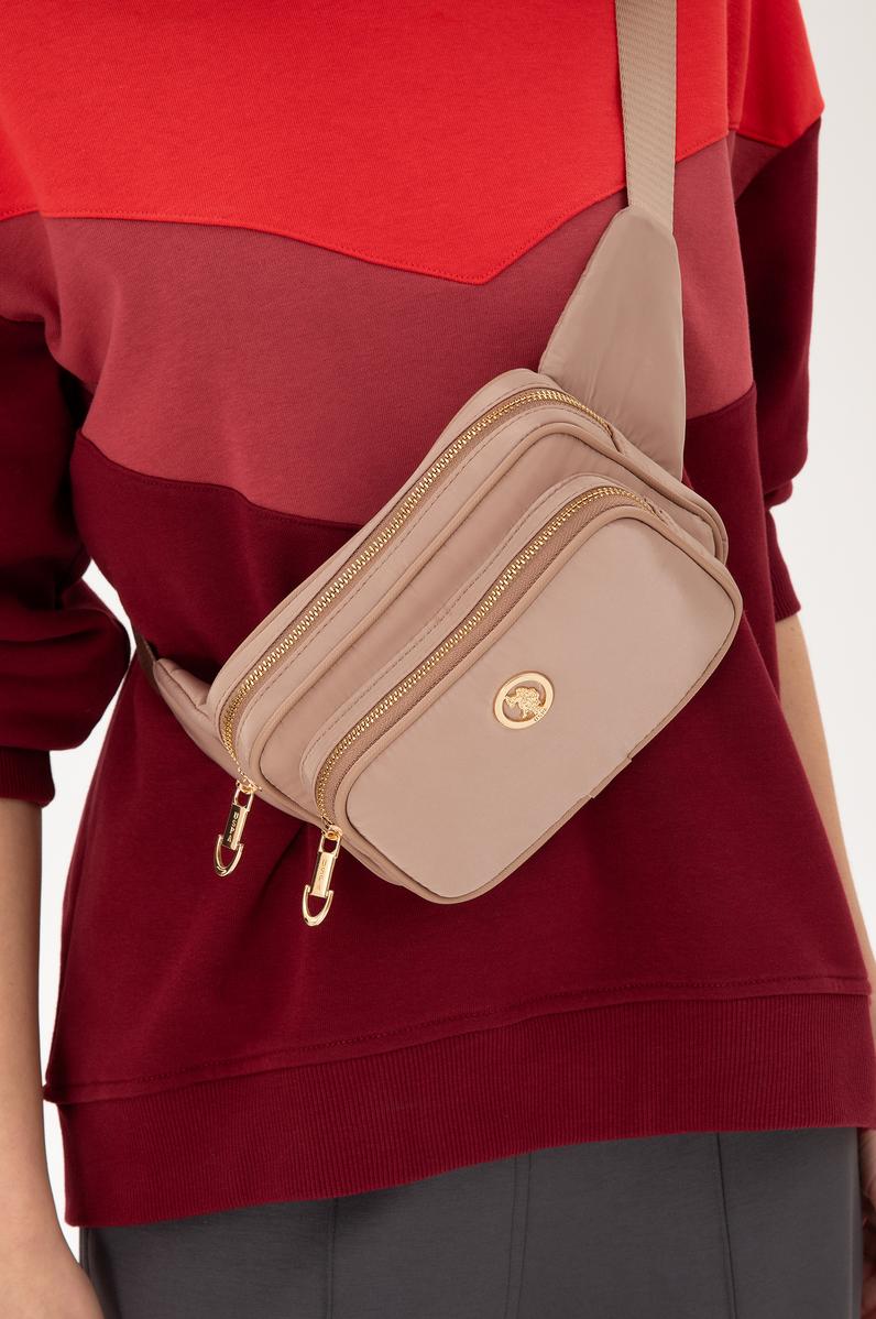 Kadın Bej Kapitone Bel Çantası