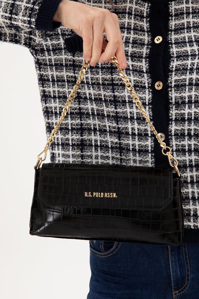 Kadın Siyah Kroko Çapraz Çanta