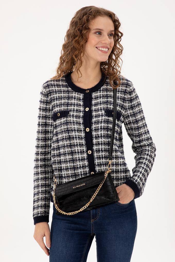 Kadın Siyah Kroko Çapraz Çanta