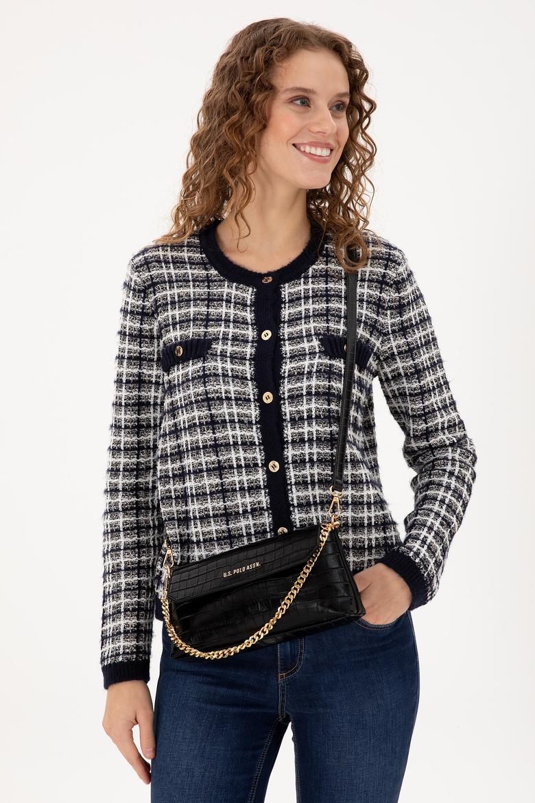 Kadın Siyah Kroko Çapraz Çanta