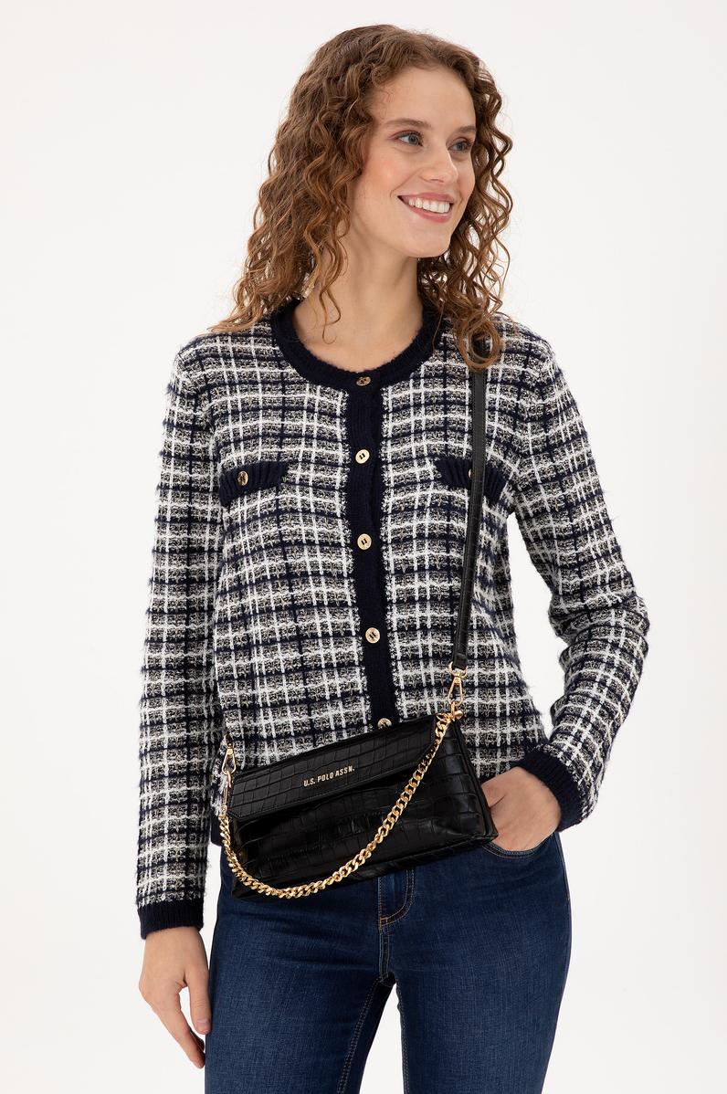 Kadın Siyah Kroko Çapraz Çanta