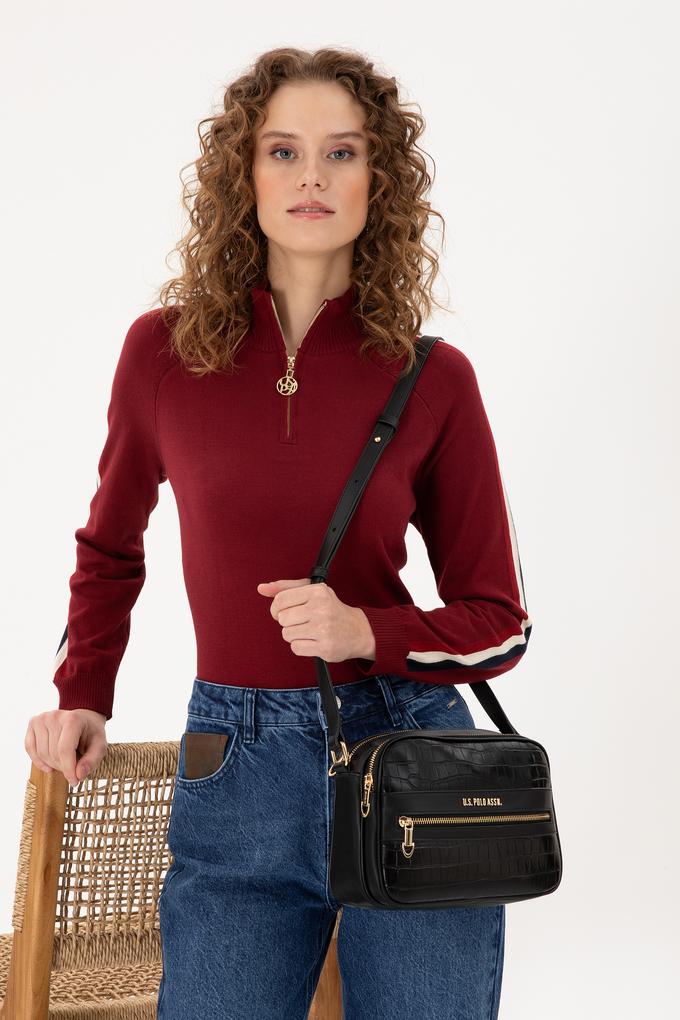 Kadın Siyah Kroko Çapraz Çanta