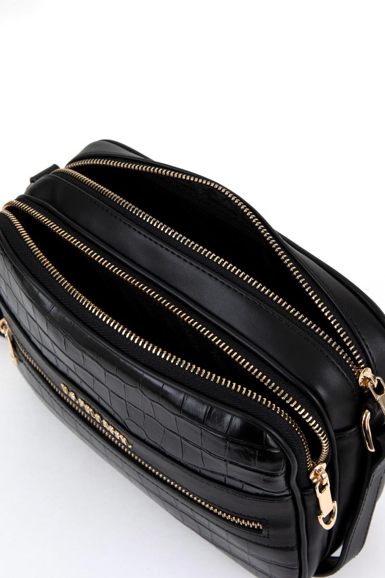 Kadın Siyah Kroko Çapraz Çanta - 50300277001