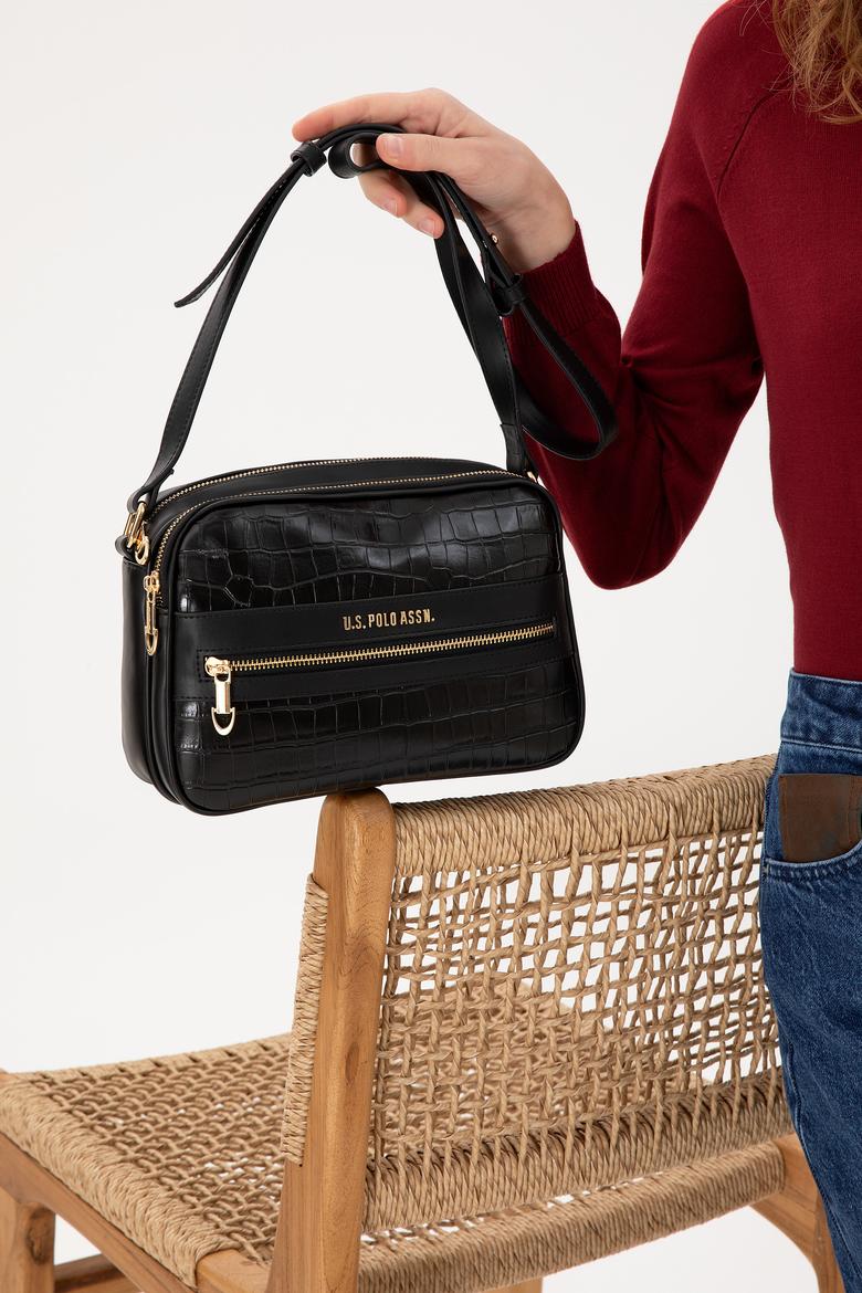 Kadın Siyah Kroko Çapraz Çanta - 50300277001