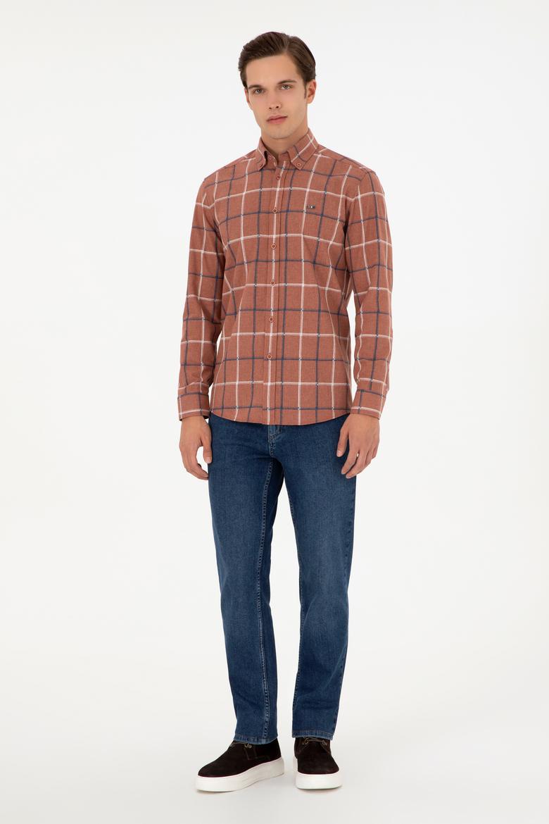 Erkek Kiremit Uzun Kollu Gömlek - 50292287015