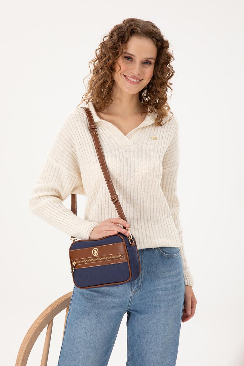 Kadın Lacivert Kanvas Çapraz Çanta