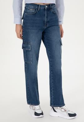 Kadın Mavi Cargofit Jean Pantolon - 50290929004