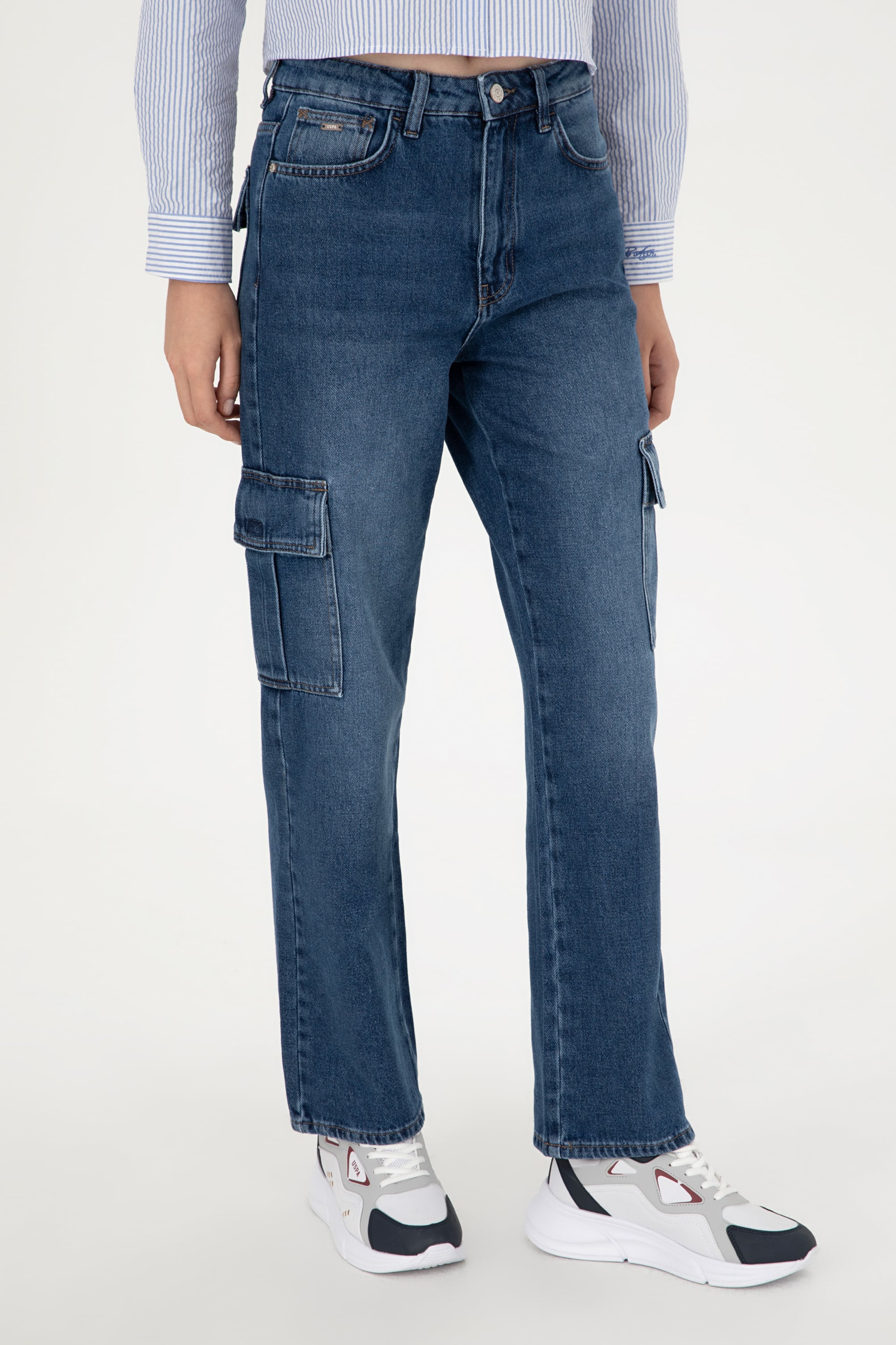 Kadın Mavi Cargofit Jean Pantolon - Image 2