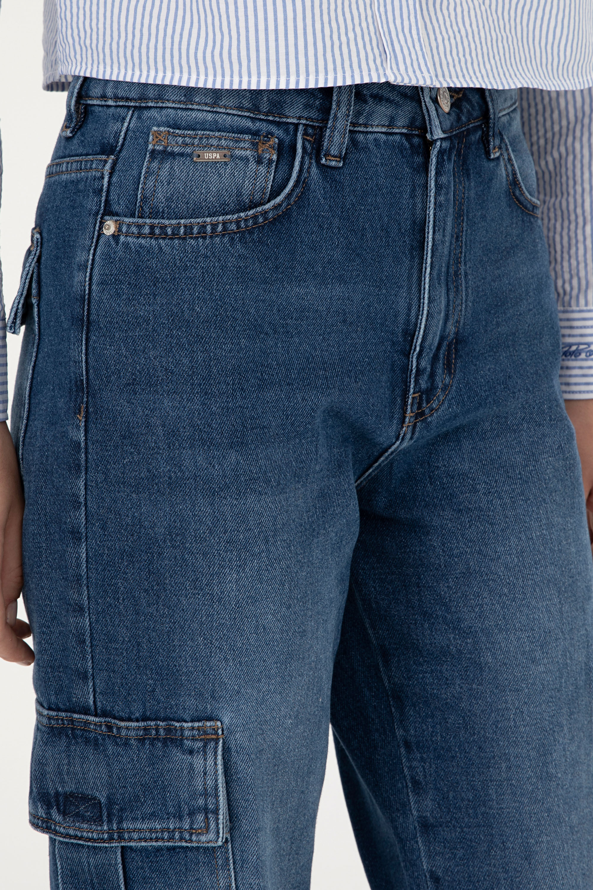 Kadın Mavi Cargofit Jean Pantolon - Image 5