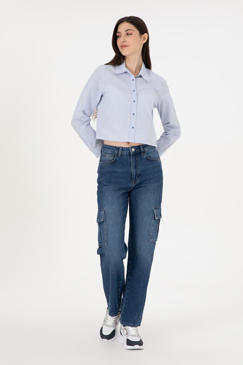 Kadın Mavi Cargofit Jean Pantolon
