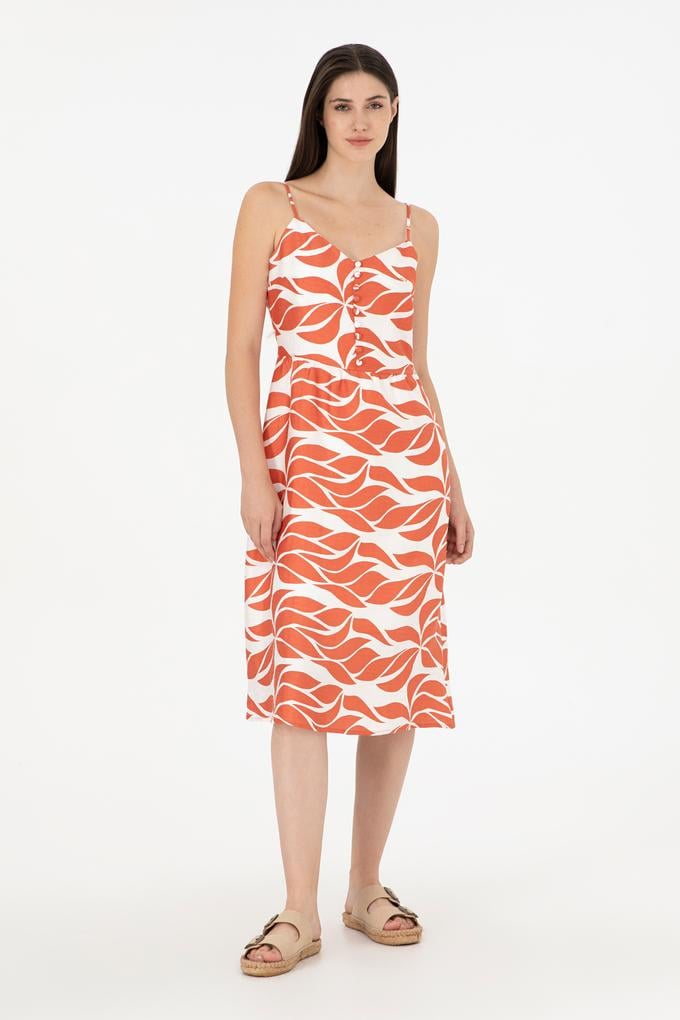 Kadın Pudra Midi Boy Dokuma Elbise