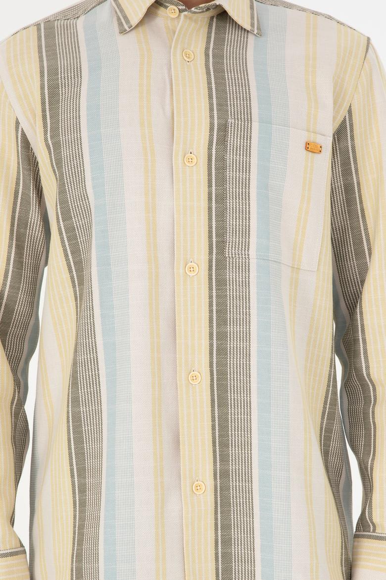 Erkek Açık Haki Uzun Kollu Gömlek - 50291243008