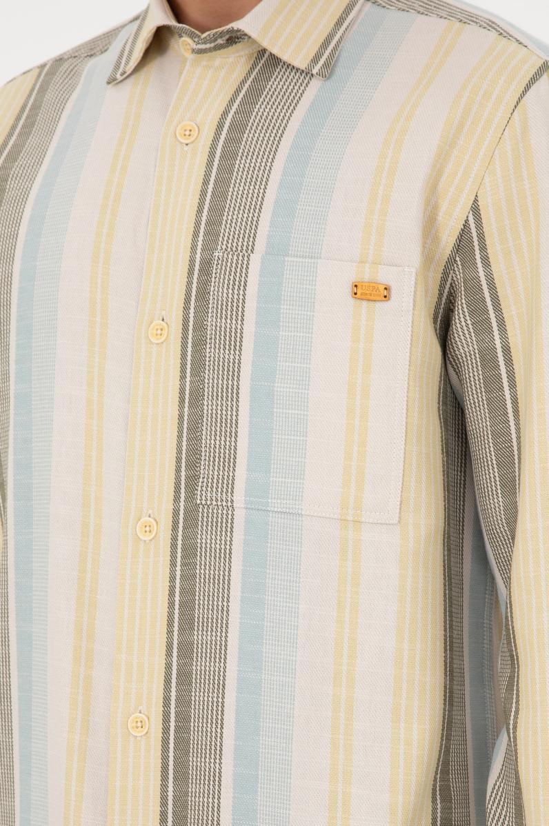 Erkek Açık Haki Uzun Kollu Gömlek