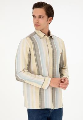 Erkek Açık Haki Uzun Kollu Gömlek - 50291243008
