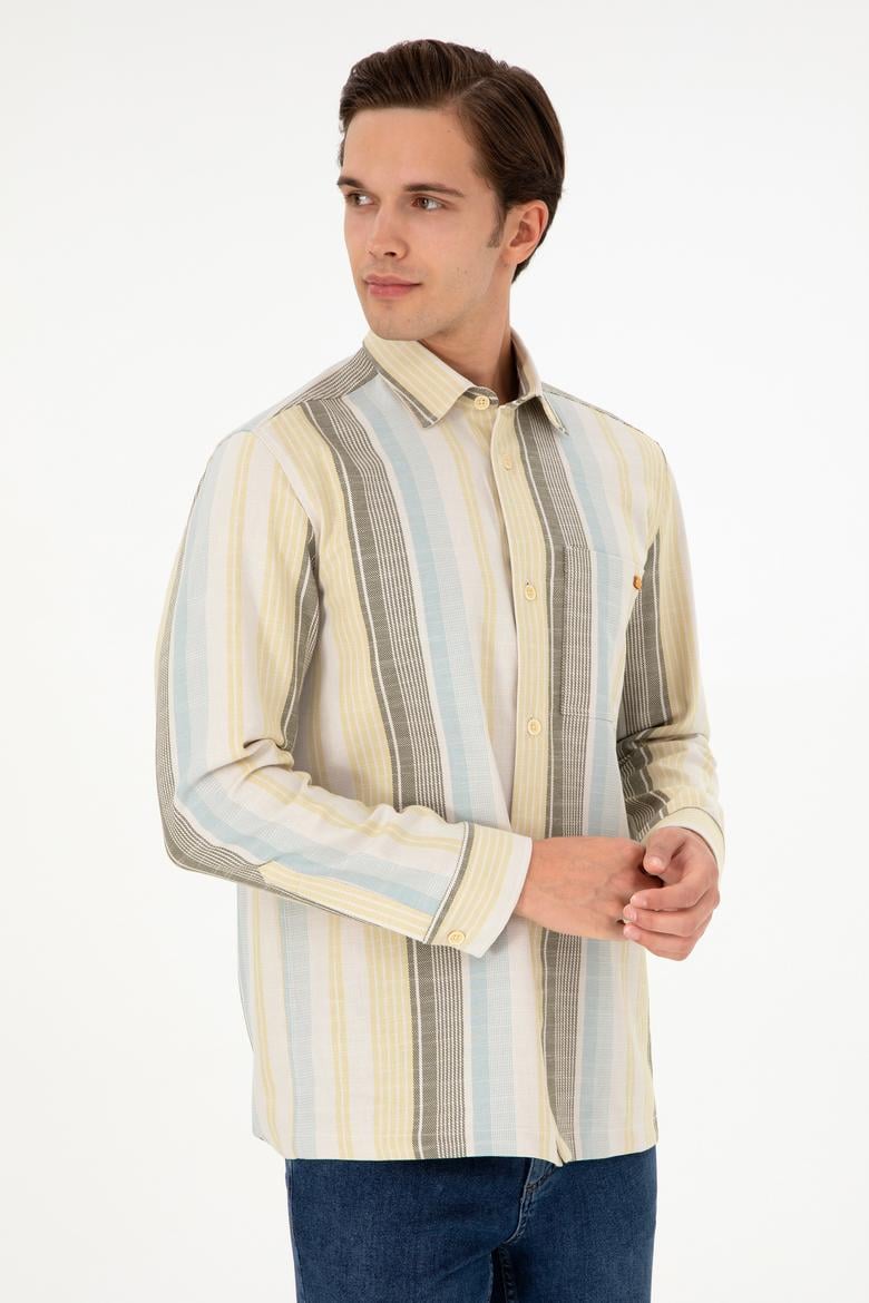 Erkek Açık Haki Uzun Kollu Gömlek - 50291243008