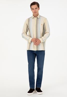 Erkek Açık Haki Uzun Kollu Gömlek - 50291243008