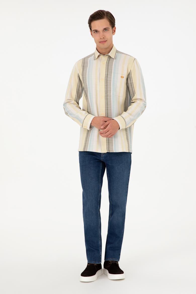 Erkek Açık Haki Uzun Kollu Gömlek - 50291243008