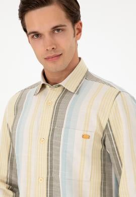 Erkek Açık Haki Uzun Kollu Gömlek - 50291243008