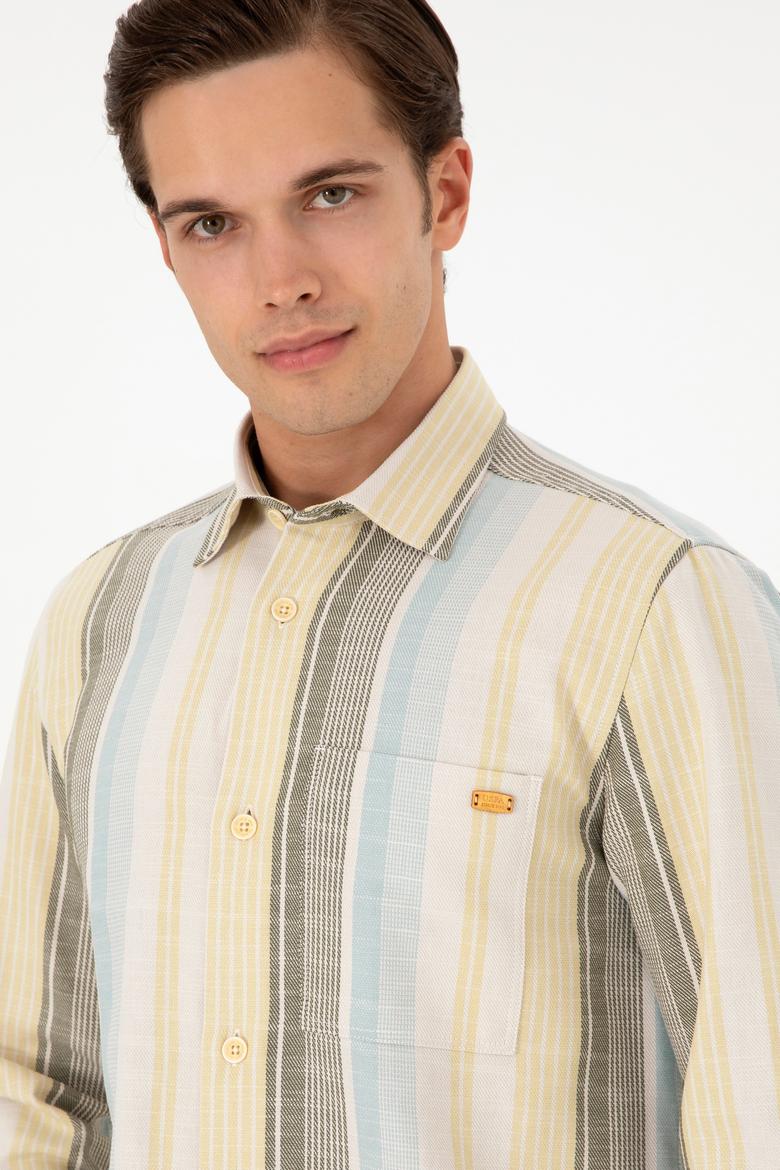 Erkek Açık Haki Uzun Kollu Gömlek - 50291243008