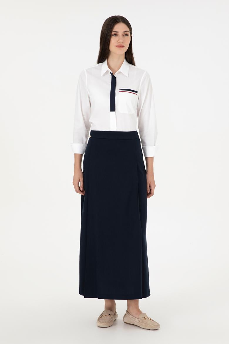 Kadın Lacivert Maxi Boy Dokuma Etek - 50290937011