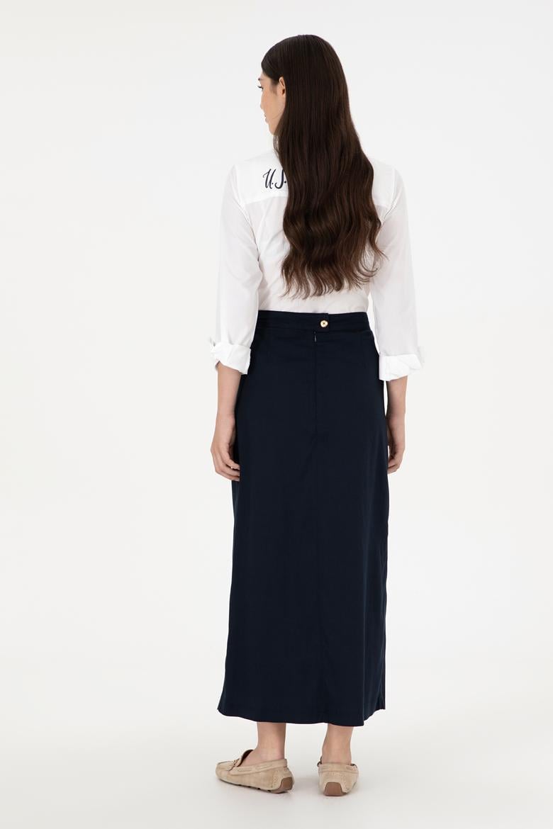 Kadın Lacivert Maxi Boy Dokuma Etek - 50290937011