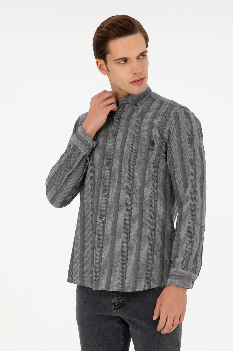 Erkek Gri Uzun Kollu Gömlek