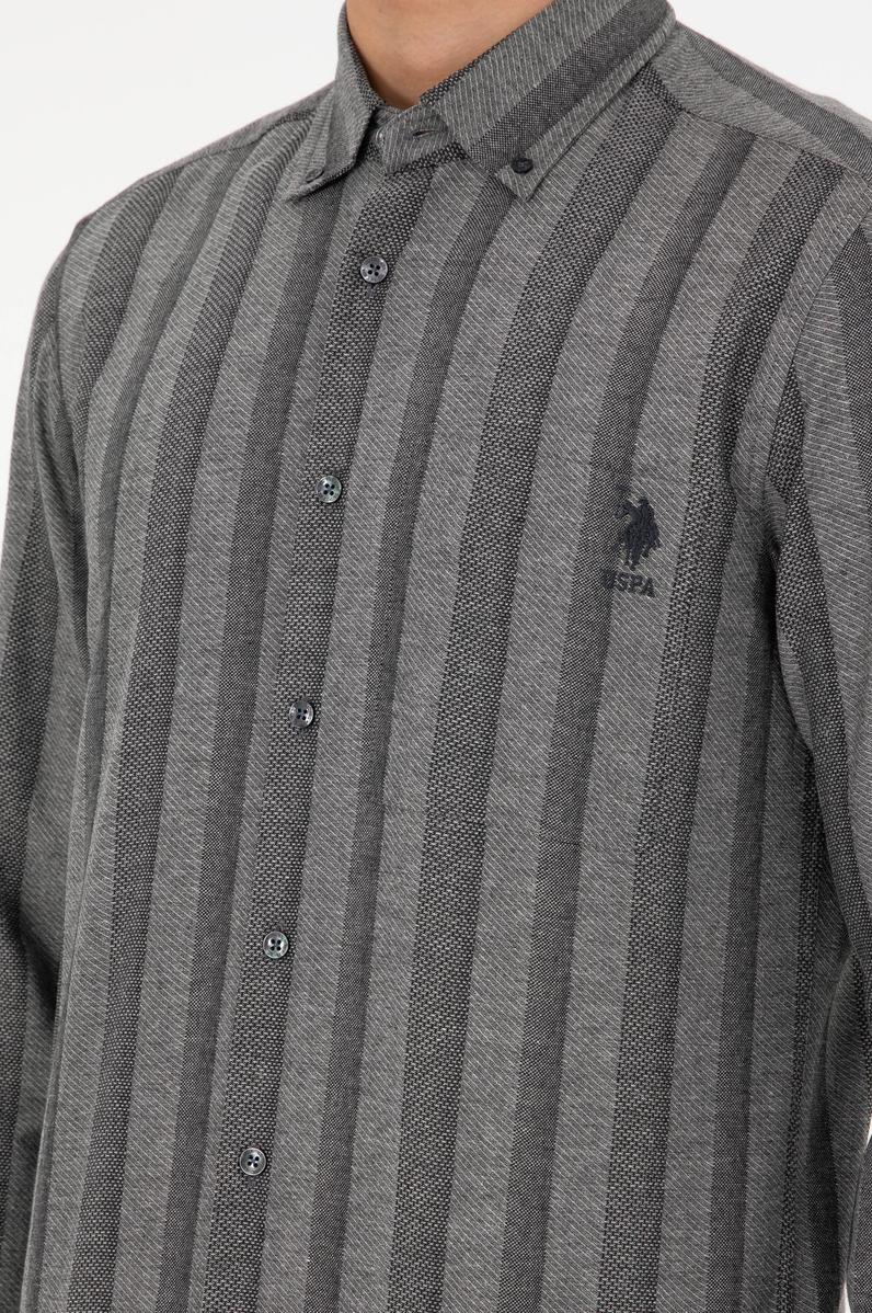 Erkek Gri Uzun Kollu Gömlek