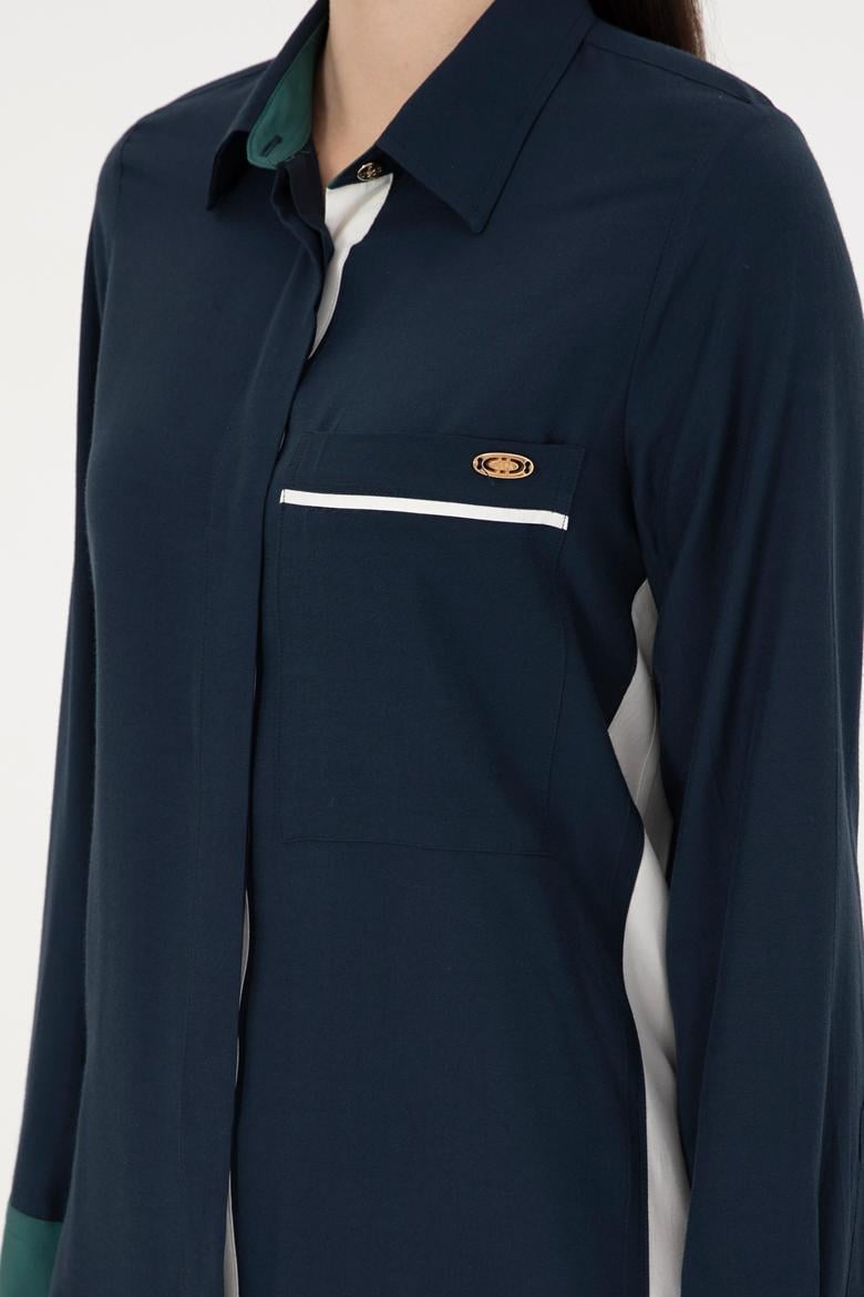 Kadın Lacivert Dokuma Elbise - 50289857027