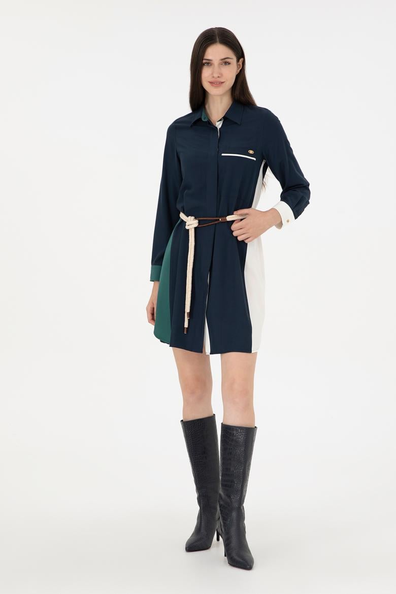 Kadın Lacivert Dokuma Elbise - 50289857027