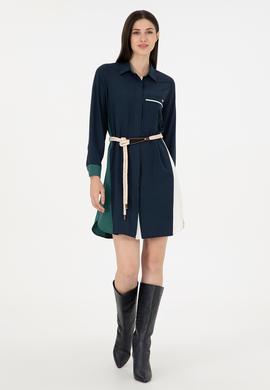 Kadın Lacivert Dokuma Elbise - 50289857027