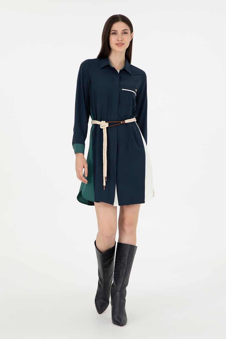 Kadın Lacivert Dokuma Elbise