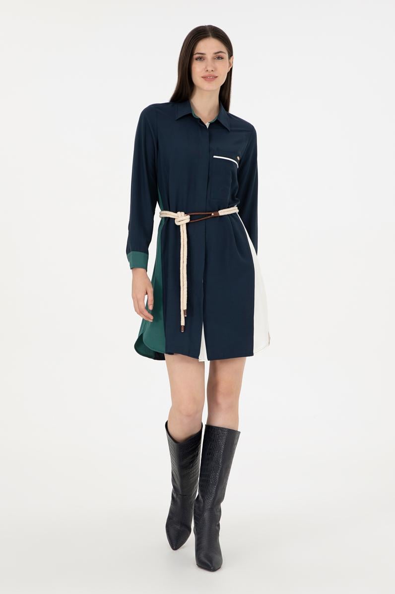 Kadın Lacivert Dokuma Elbise