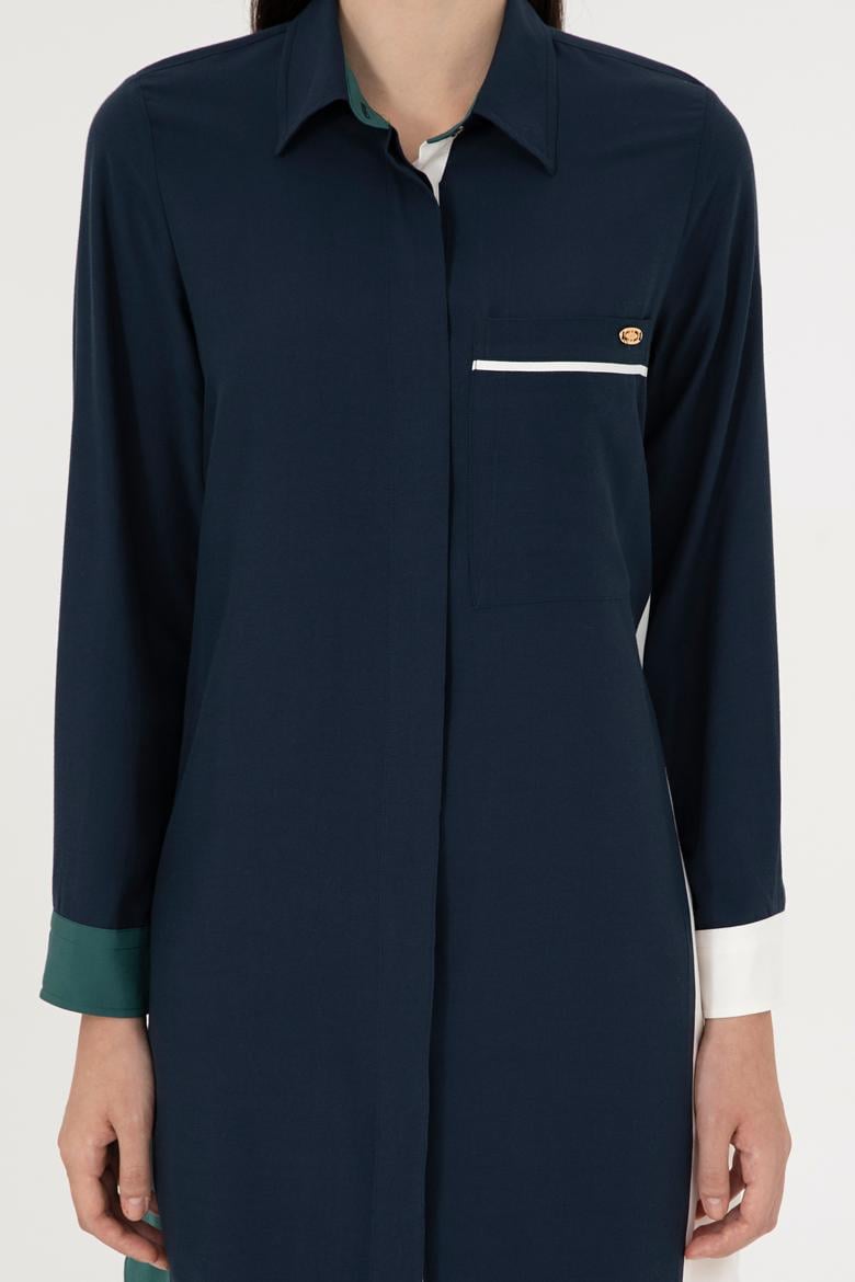 Kadın Lacivert Dokuma Elbise - 50289857027