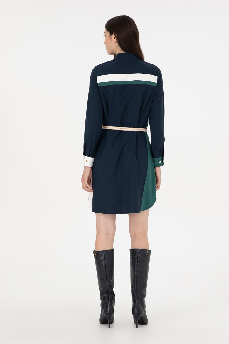 Kadın Lacivert Dokuma Elbise - 50289857027