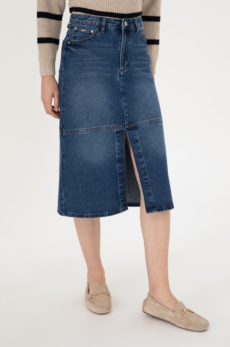 Kadın Mavi Jean Etek